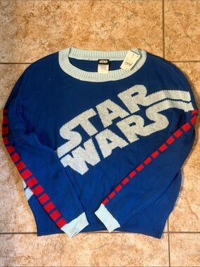 Star Wars Blue Crewneck Sweater with Red Stripe Accents